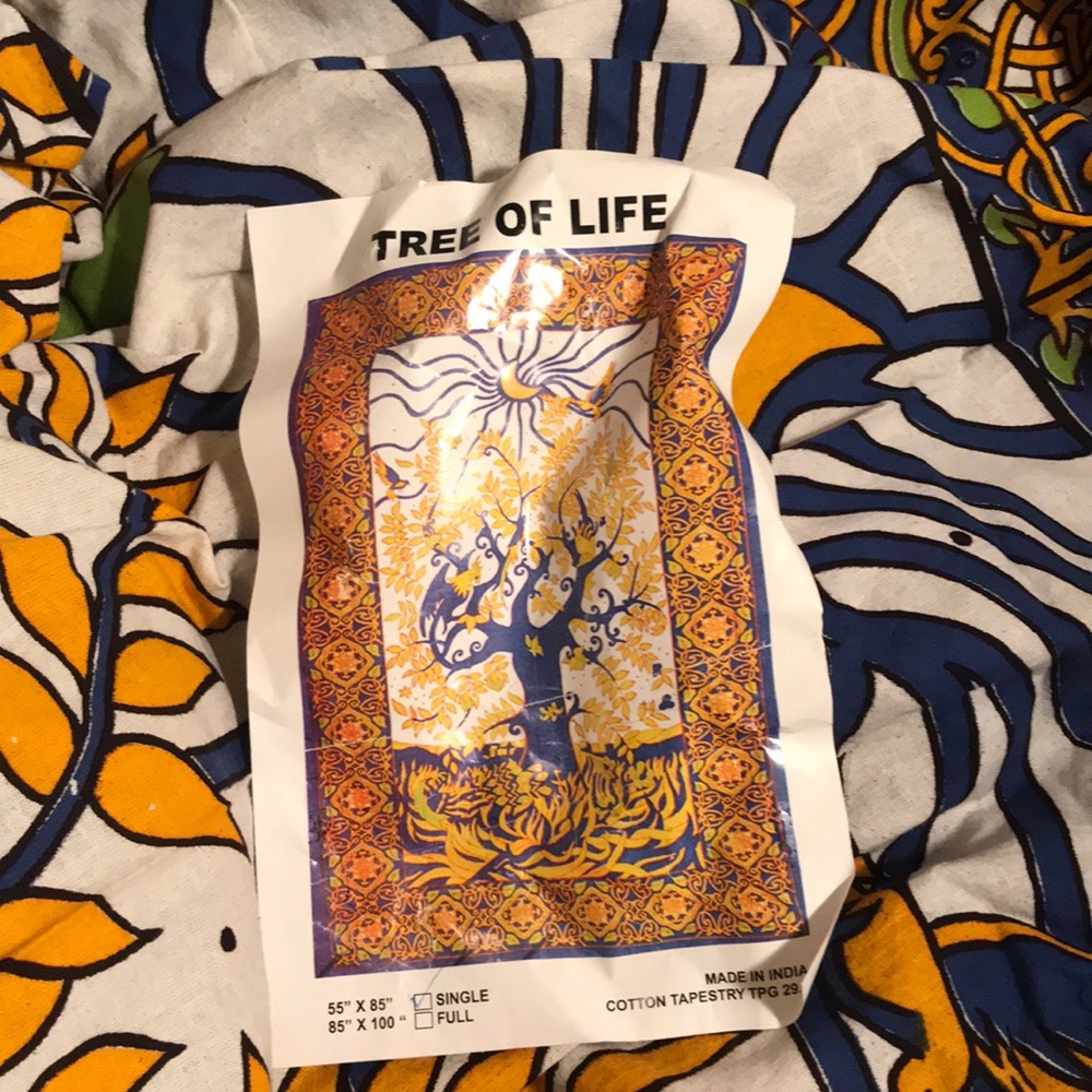 Tree of Life Tapestry Blue, Yellow, Green